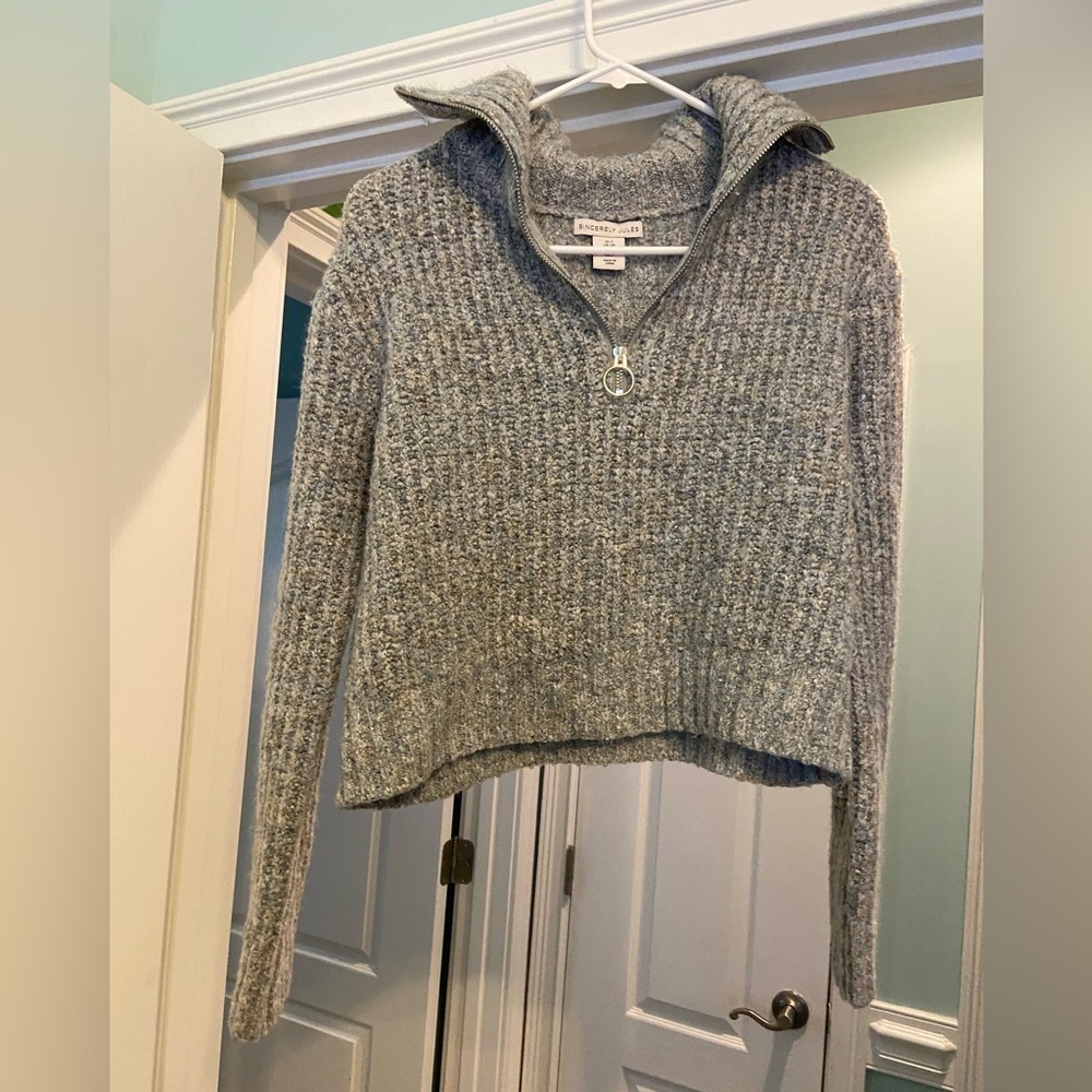 Sincerely Jules Quarter Zip Cropped Sweater